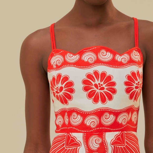 Farm Rio NWT Red and White Patterned Dress - Picture 2 of 9